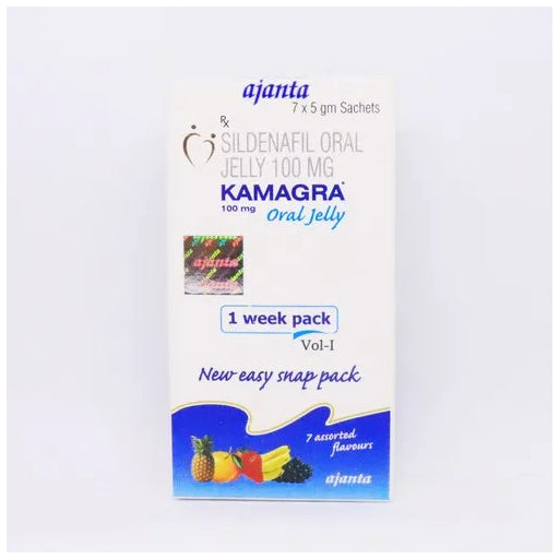 Ajanta Kamagra Oral Jelly 100mg - Box of 7 Sachets (5g each)