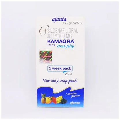 Ajanta Kamagra Oral Jelly 100mg - Box of 7 Sachets (5g each)
