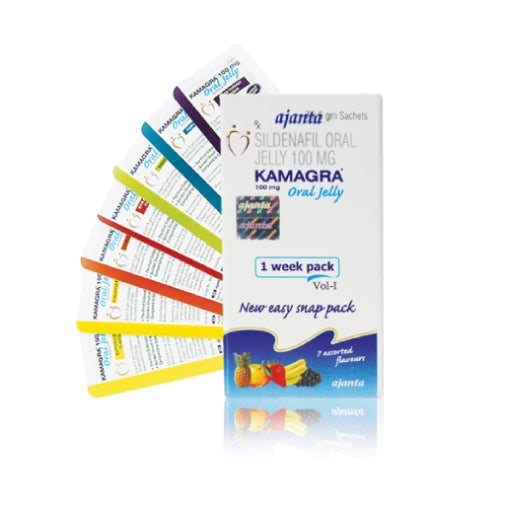 Ajanta Kamagra Oral Jelly 100mg - Box of 7 Sachets (5g each)