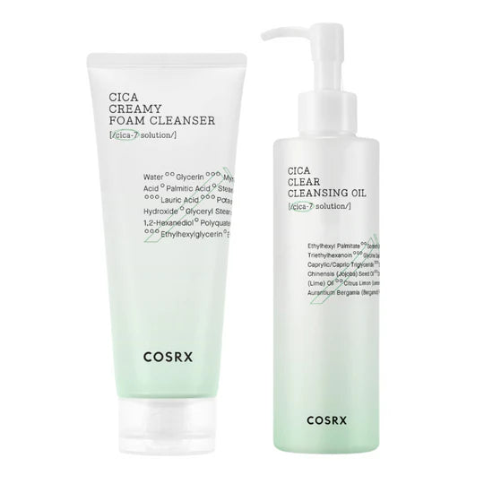 COSRX Pure Fit Cica Clear Cleansing Oil 200ml + Creamy Foam Cleanser 150ml SET