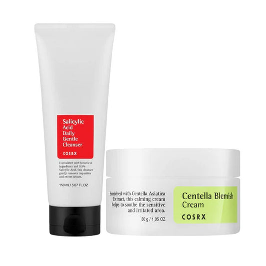 COSRX Salicylic Acid Daily Gentle Cleanser, 150ml + Centella Blemish Cream, 30g SET