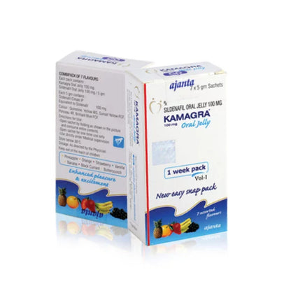 Ajanta Kamagra Oral Jelly 100mg - Box of 7 Sachets (5g each)